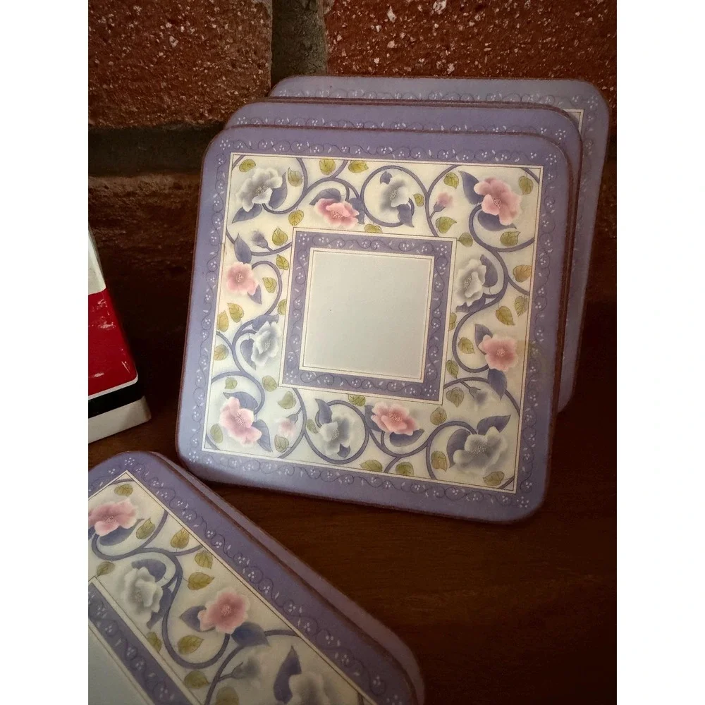 Pimpernel China Rose Set of 6 Coasters, Lavender Floral Pattern